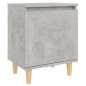 vidaXL Mesita de noche patas madera maciza gris hormigón 40x30x50 cm