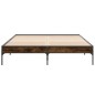 vidaXL Estructura cama madera ingeniería metal roble ahumado 160x200cm vidaXL Estructura cama madera ingeniería metal roble ahumado 160x200cm