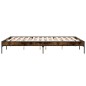 vidaXL Estructura cama madera ingeniería metal roble ahumado 160x200cm vidaXL Estructura cama madera ingeniería metal roble ahumado 160x200cm