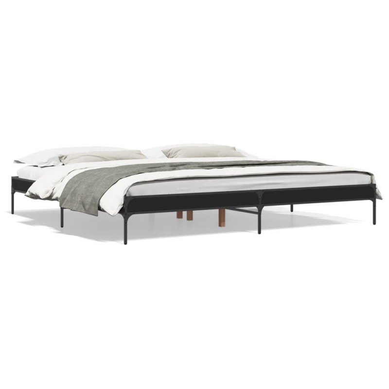 vidaXL Estructura de cama madera de ingeniería y metal negro 200x200cm