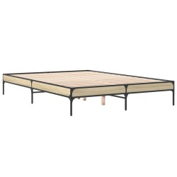 vidaXL Estructura cama madera ingeniería metal roble Sonoma 140x200 cm