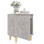 vidaXL Mesita de noche patas madera maciza gris hormigón 40x30x50 cm