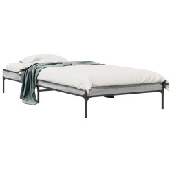 vidaXL Estructura cama madera ingeniería metal gris Sonoma 100x200 cm