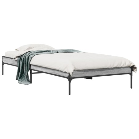vidaXL Estructura cama madera ingeniería metal gris Sonoma 100x200 cm