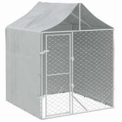 vidaXL Perrera de exterior con toldo acero galvanizado plata 2x2x2,5 m