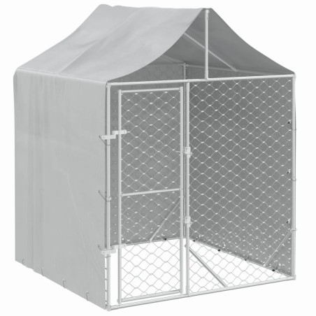 vidaXL Perrera de exterior con toldo acero galvanizado plata 2x2x2,5 m