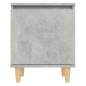 vidaXL Mesita de noche patas madera maciza gris hormigón 40x30x50 cm