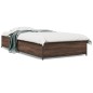 vidaXL Estructura cama madera ingeniería metal marrón roble 100x200 cm vidaXL Estructura cama madera ingeniería metal marrón roble 100x200 cm