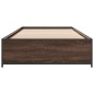 vidaXL Estructura cama madera ingeniería metal marrón roble 100x200 cm vidaXL Estructura cama madera ingeniería metal marrón roble 100x200 cm