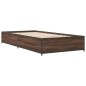 vidaXL Estructura cama madera ingeniería metal marrón roble 100x200 cm vidaXL Estructura cama madera ingeniería metal marrón roble 100x200 cm