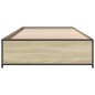 vidaXL Estructura cama madera ingeniería metal roble Sonoma 90x200 cm vidaXL Estructura cama madera ingeniería metal roble Sonoma 90x200 cm
