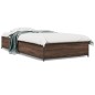 vidaXL Estructura cama madera ingeniería metal roble marrón 75x190 cm vidaXL Estructura cama madera ingeniería metal roble marrón 75x190 cm