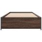 vidaXL Estructura cama madera ingeniería metal roble marrón 75x190 cm vidaXL Estructura cama madera ingeniería metal roble marrón 75x190 cm