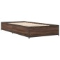 vidaXL Estructura cama madera ingeniería metal roble marrón 75x190 cm vidaXL Estructura cama madera ingeniería metal roble marrón 75x190 cm