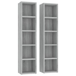 vidaXL Estantería para CD 2 uds madera gris Sonoma 21x16x93,5 cm