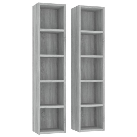 vidaXL Estantería para CD 2 uds madera gris Sonoma 21x16x93,5 cm