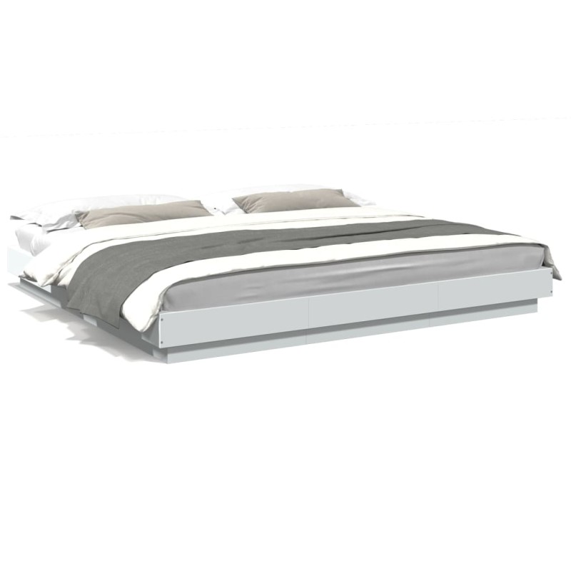 vidaXL Estructura de cama con LED madera ingeniería blanco 180x200 cm