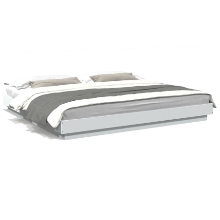 vidaXL Estructura de cama con LED madera ingeniería blanco 180x200 cm