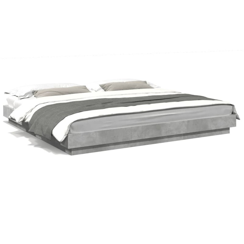 vidaXL Estructura cama con luces LED madera gris hormigón 180x200 cm vidaXL Estructura cama con luces LED madera gris hormigón 180x200 cm