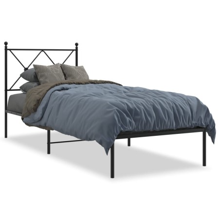 vidaXL Estructura de cama con cabecero metal negro 80x200 cm