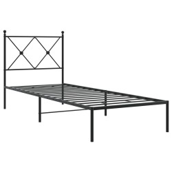 vidaXL Estructura de cama con cabecero metal negro 80x200 cm