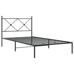 vidaXL Estructura de cama con cabecero metal negro 107x203 cm