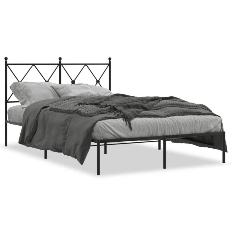 vidaXL Estructura de cama con cabecero metal negro 120x200 cm