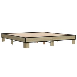 vidaXL Estructura cama madera ingeniería metal roble Sonoma 200x200 cm
