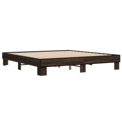 vidaXL Estructura cama madera ingeniería metal marrón roble 180x200 cm