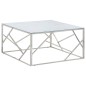 vidaXL Mesa de centro plateada acero inoxidable y vidrio templado vidaXL Mesa de centro plateada acero inoxidable y vidrio templado