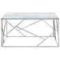 vidaXL Mesa de centro plateada acero inoxidable y vidrio templado vidaXL Mesa de centro plateada acero inoxidable y vidrio templado
