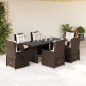 vidaXL Set comedor de jardín 7 pzas con cojines ratán sintético marrón vidaXL Set comedor de jardín 7 pzas con cojines ratán sintético marrón