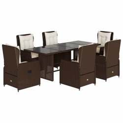 vidaXL Set comedor de jardín 7 pzas con cojines ratán sintético marrón