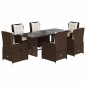 vidaXL Set comedor de jardín 7 pzas con cojines ratán sintético marrón vidaXL Set comedor de jardín 7 pzas con cojines ratán sintético marrón