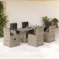 vidaXL Set comedor jardín 7 pzas y cojines ratán sintético gris claro vidaXL Set comedor jardín 7 pzas y cojines ratán sintético gris claro
