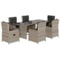 vidaXL Set comedor jardín 7 pzas y cojines ratán sintético gris claro vidaXL Set comedor jardín 7 pzas y cojines ratán sintético gris claro