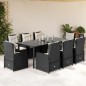 vidaXL Set de comedor de jardín 9 pzas y cojines ratán sintético negro vidaXL Set de comedor de jardín 9 pzas y cojines ratán sintético negro