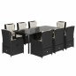 vidaXL Set de comedor de jardín 9 pzas y cojines ratán sintético negro vidaXL Set de comedor de jardín 9 pzas y cojines ratán sintético negro