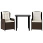vidaXL Set comedor de jardín 3 piezas y cojines ratán sintético marrón vidaXL Set comedor de jardín 3 piezas y cojines ratán sintético marrón