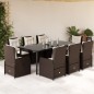 vidaXL Set comedor para jardín 9 pzas y cojines ratán sintético marrón vidaXL Set comedor para jardín 9 pzas y cojines ratán sintético marrón