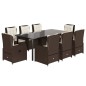 vidaXL Set comedor para jardín 9 pzas y cojines ratán sintético marrón vidaXL Set comedor para jardín 9 pzas y cojines ratán sintético marrón
