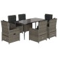 vidaXL Set comedor jardín 7 pzas y cojines ratán sintético gris vidaXL Set comedor jardín 7 pzas y cojines ratán sintético gris