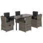 vidaXL Set comedor jardín 7 pzas y cojines ratán sintético gris vidaXL Set comedor jardín 7 pzas y cojines ratán sintético gris