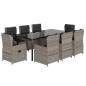 vidaXL Set comedor de jardín 9 pzas cojines ratán sintético gris claro vidaXL Set comedor de jardín 9 pzas cojines ratán sintético gris claro