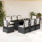 vidaXL Set de comedor de jardín 9 pzas y cojines ratán sintético negro vidaXL Set de comedor de jardín 9 pzas y cojines ratán sintético negro