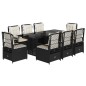 vidaXL Set de comedor de jardín 9 pzas y cojines ratán sintético negro vidaXL Set de comedor de jardín 9 pzas y cojines ratán sintético negro