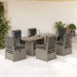 vidaXL Set comedor jardín 7 pzas y cojines ratán sintético gris claro vidaXL Set comedor jardín 7 pzas y cojines ratán sintético gris claro