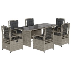 vidaXL Set comedor jardín 7 pzas y cojines ratán sintético gris claro