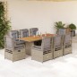 vidaXL Set comedor de jardín 9 pzas con cojines ratán sintético beige