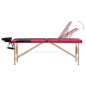 vidaXL Camilla de masaje plegable 3 zonas madera negro y rosa vidaXL Camilla de masaje plegable 3 zonas madera negro y rosa